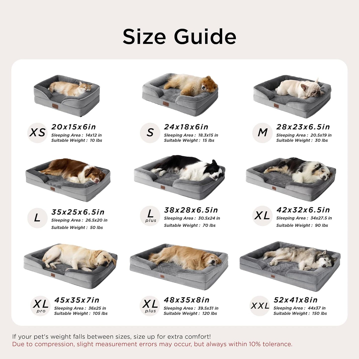 Orthopedic Dog Bed Medium with Removable Washable Cover, 28" Grey