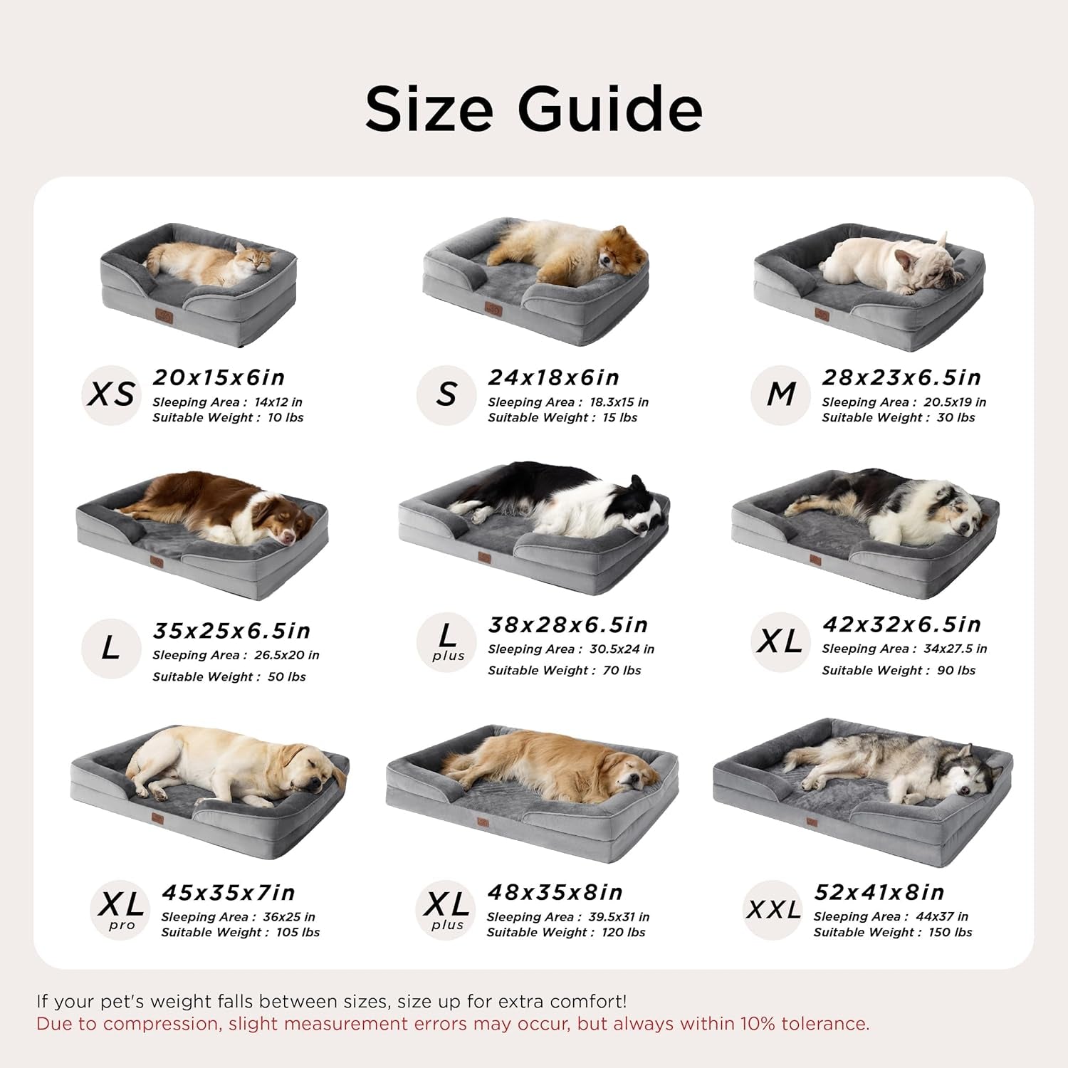 Orthopedic Dog Bed Medium with Removable Washable Cover, 28" Grey