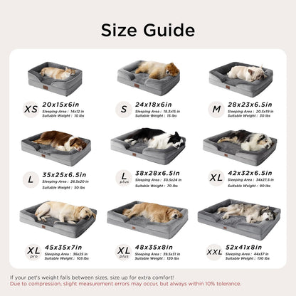 Orthopedic Dog Bed Medium with Removable Washable Cover, 28" Grey
