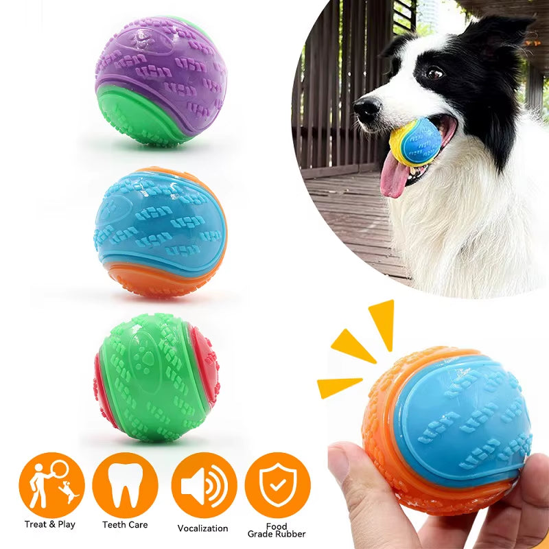 Interactive Soft TPR Dog Toys for Dental Care and Bite Resistance - Squeaky Ball for Pets