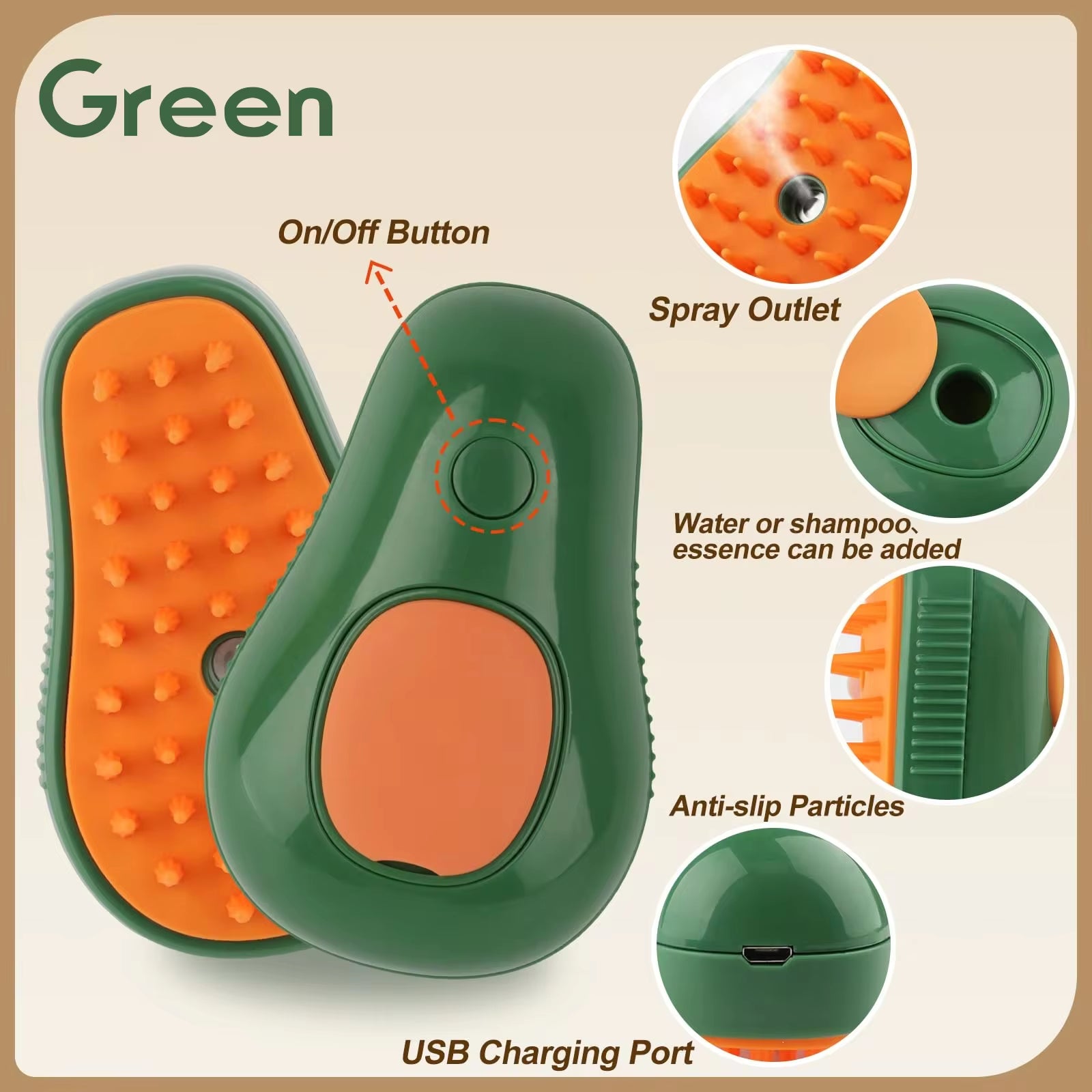 3-in-1 Electric Pet Grooming Brush with Steam, Comb, and Spray for Cats and Dogs - Hair Removal and Massage Tool