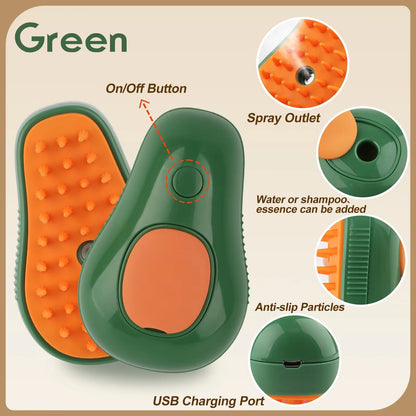 3-in-1 Electric Pet Grooming Brush with Steam, Comb, and Spray for Cats and Dogs - Hair Removal and Massage Tool