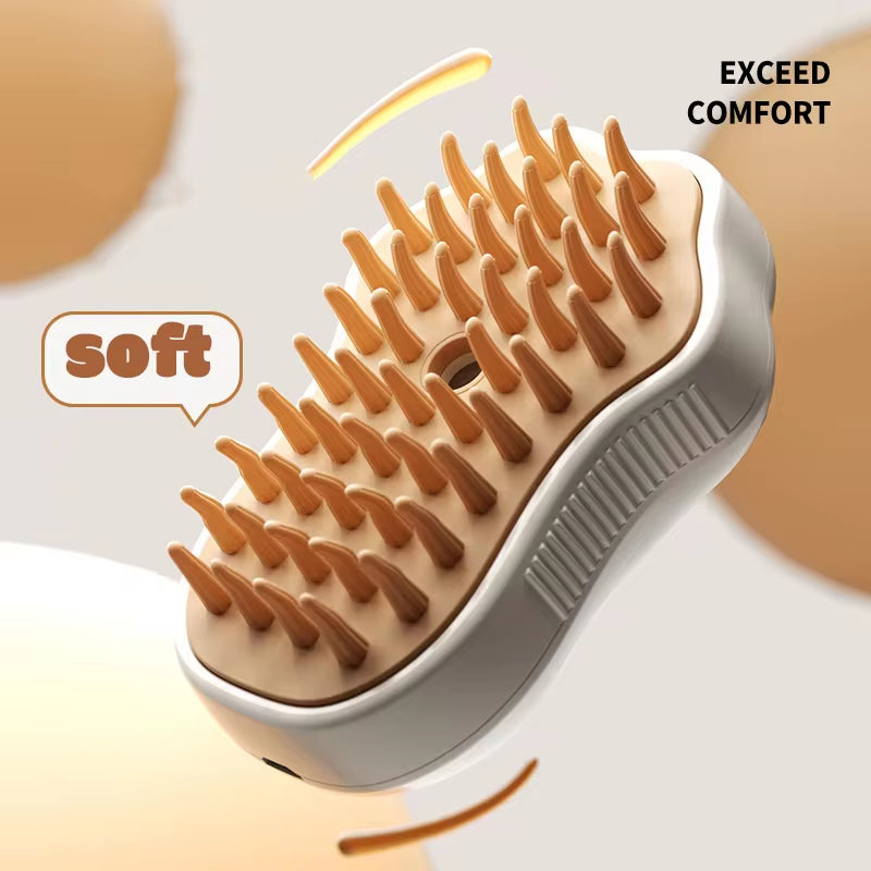 3-in-1 Electric Pet Grooming Brush with Steam, Comb, and Spray for Cats and Dogs - Hair Removal and Massage Tool