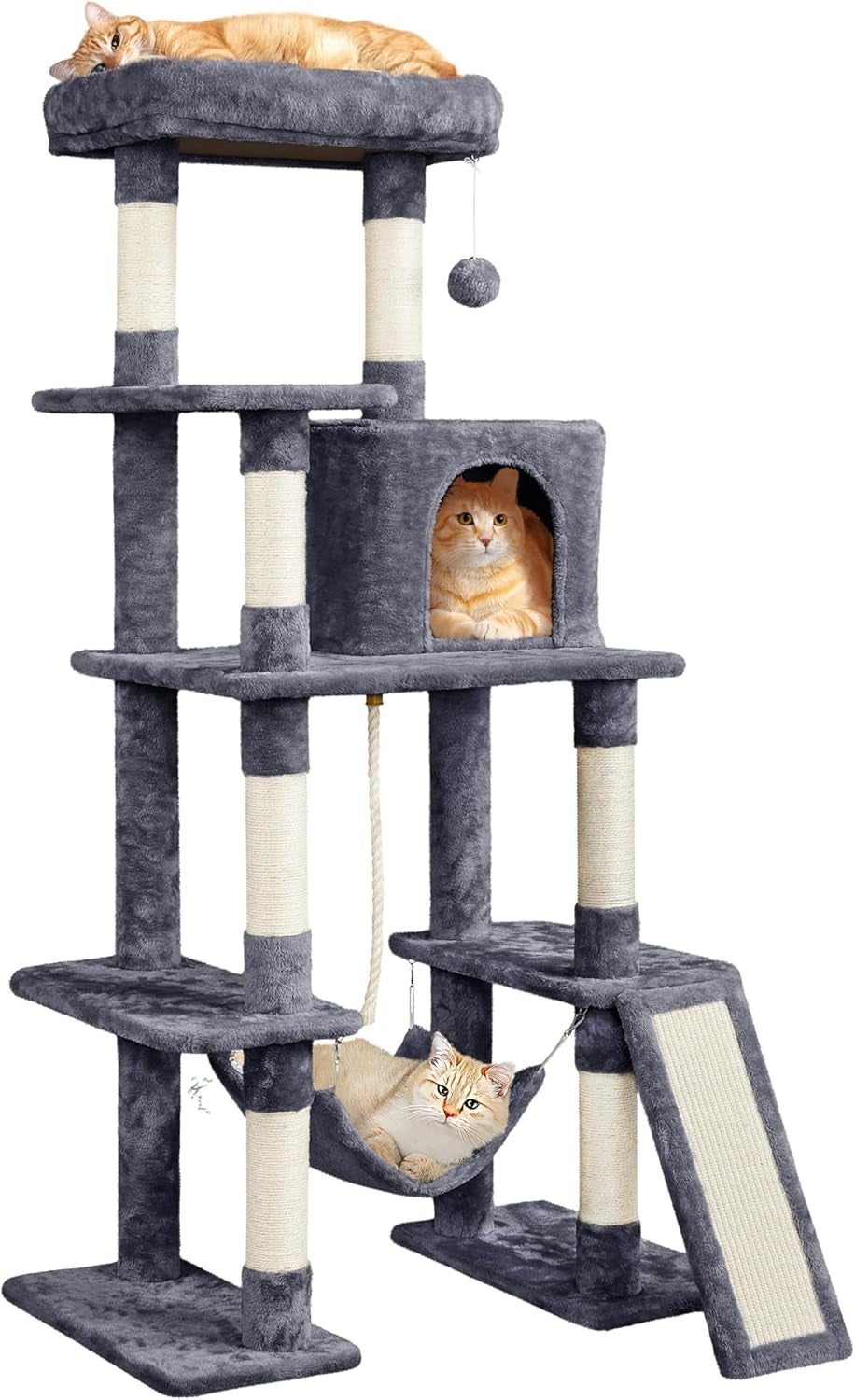 Yaheetech 54-Inch Multi-Level Cat Tree Tower for Large Cats with Condo and Hammock
