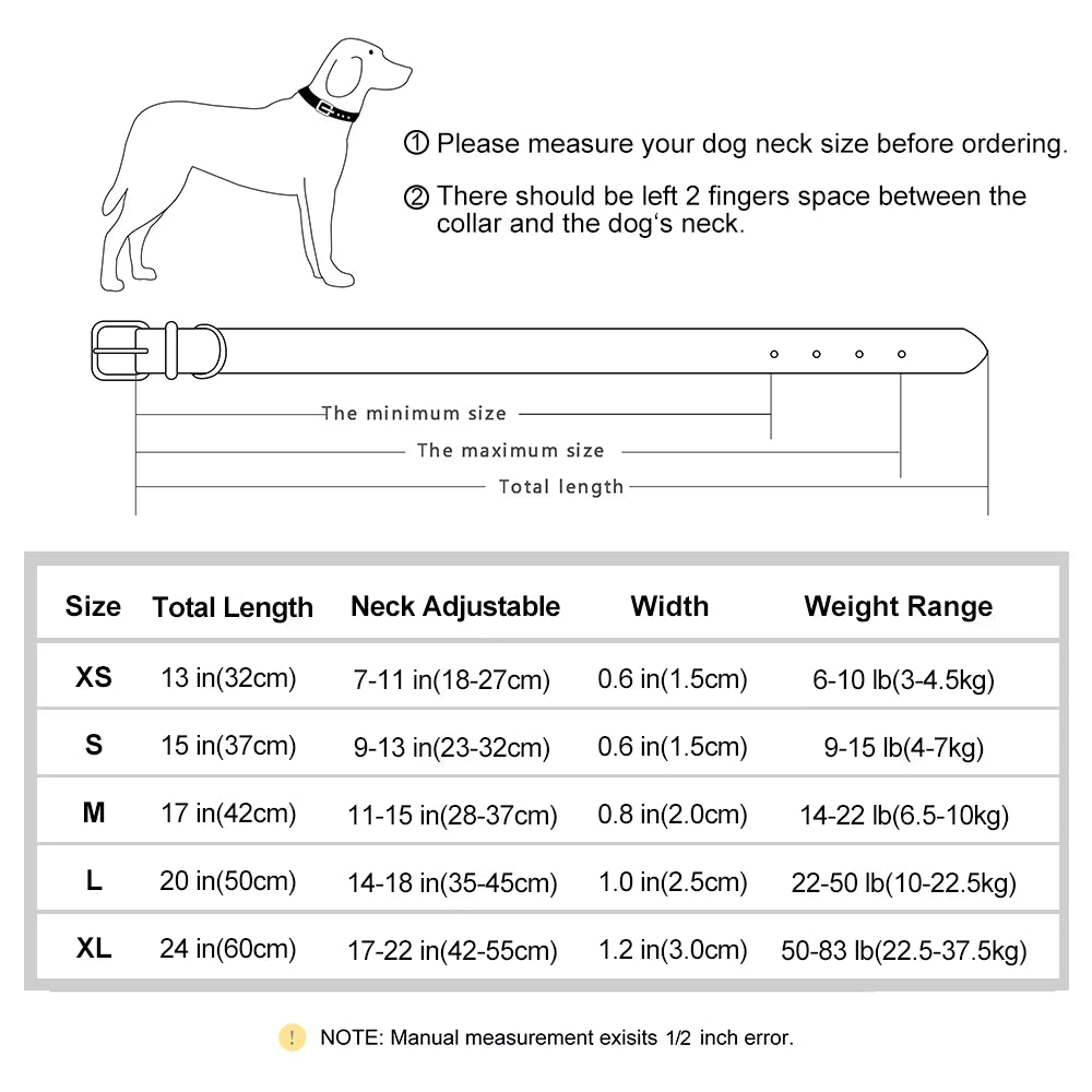 Personalized PU Leather Dog Collar with Soft Padding and Adjustable Fit - Free Engraving for Small, Medium, and Large Dogs