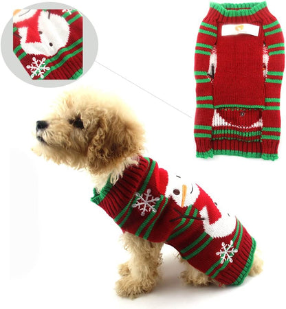Dog Snow Sweaters for Small Dogs and Cats - Holiday Collection (Snowman, XXS)