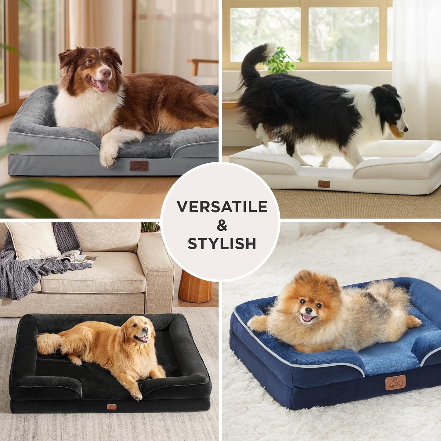 Orthopedic Dog Bed Medium with Removable Washable Cover, 28" Grey