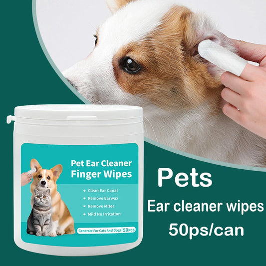 Pet Ear Cleaning Wipes for Cats and Dogs - Ear Care Fingertips for Ear Mite Removal