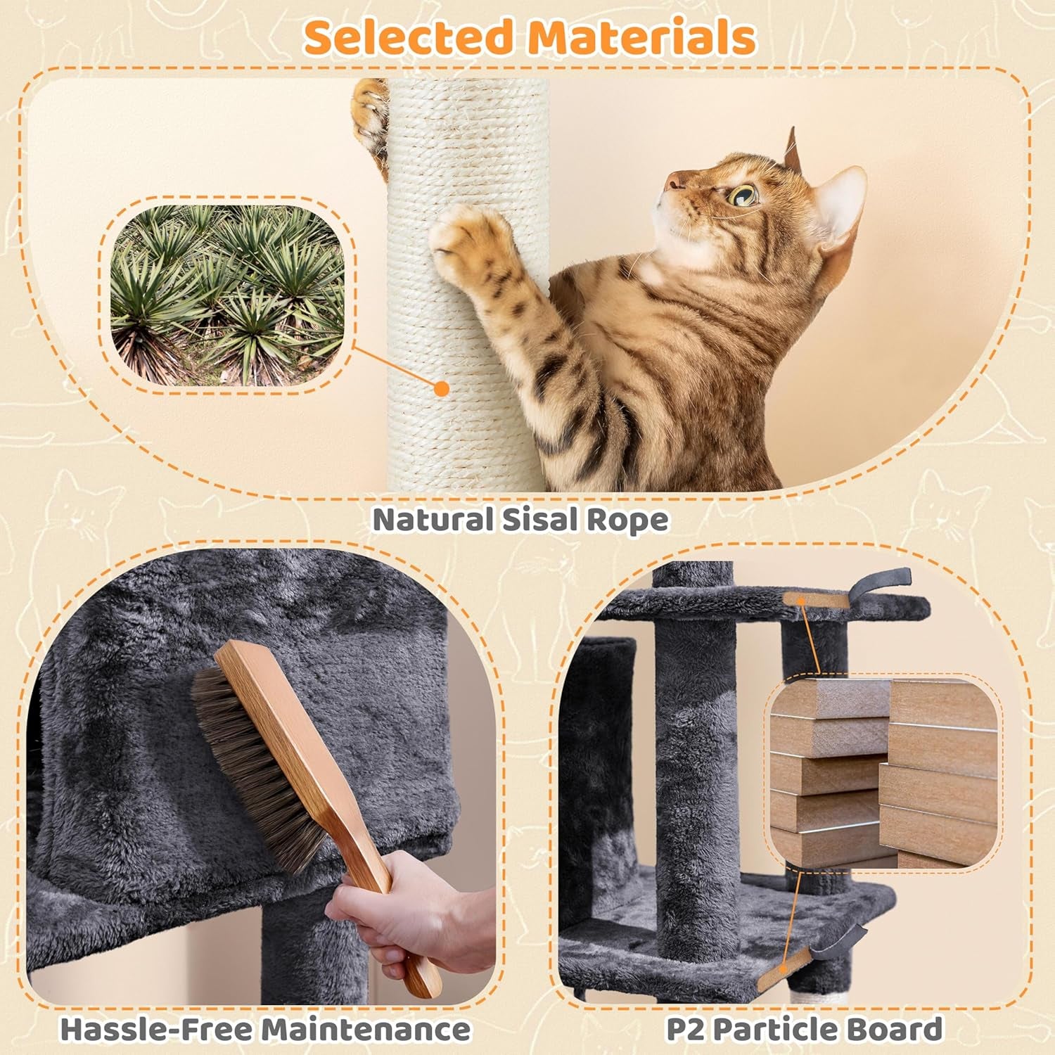 Yaheetech 54-Inch Multi-Level Cat Tree Tower for Large Cats with Condo and Hammock
