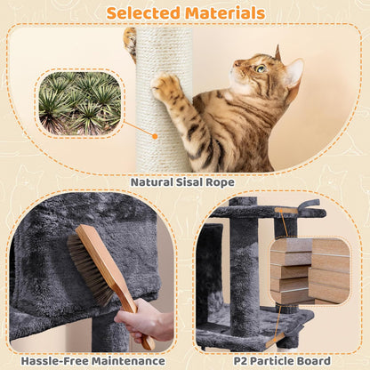 Yaheetech 54-Inch Multi-Level Cat Tree Tower for Large Cats with Condo and Hammock
