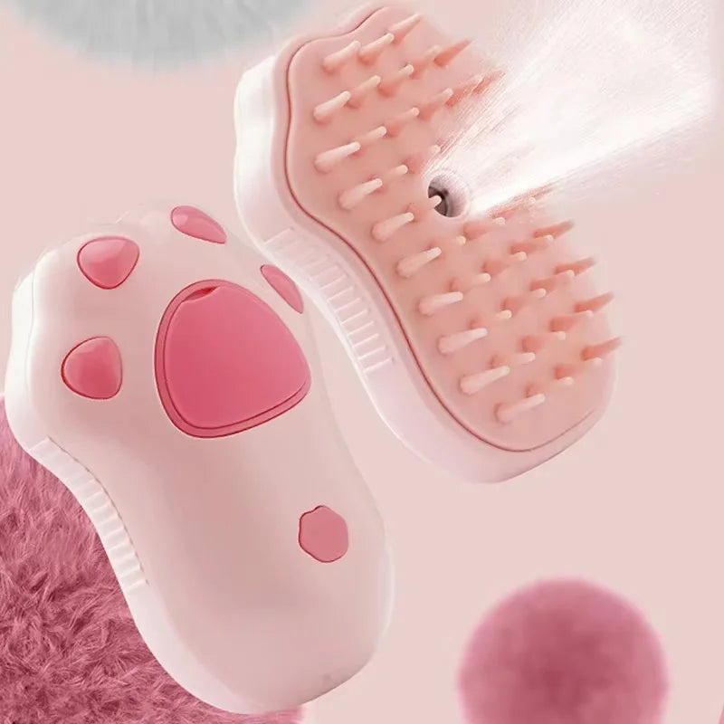 3-in-1 Electric Pet Grooming Brush with Steam, Comb, and Spray for Cats and Dogs - Hair Removal and Massage Tool