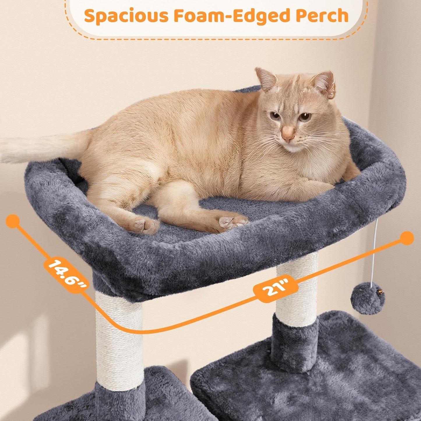 Yaheetech 54-Inch Multi-Level Cat Tree Tower for Large Cats with Condo and Hammock