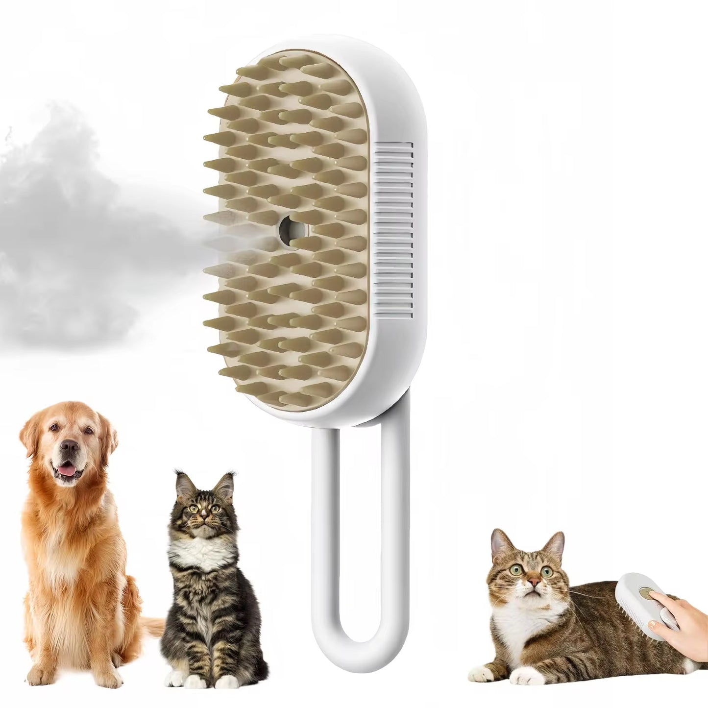 3-in-1 Electric Pet Grooming Brush with Steam, Comb, and Spray for Cats and Dogs - Hair Removal and Massage Tool
