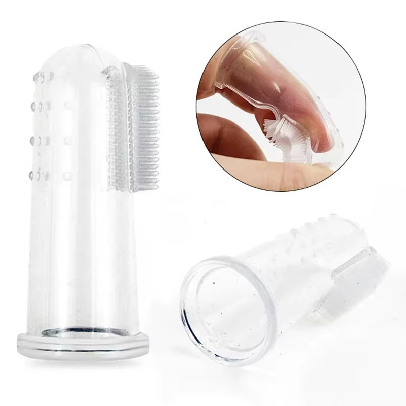 Premium Silica Gel Pet Finger Toothbrush for Dogs and Cats - Effective Bad Breath and Tartar Control Cleaning Tool