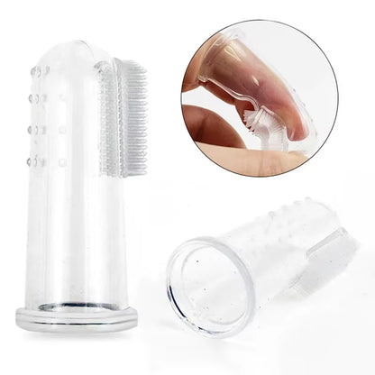 Premium Silica Gel Pet Finger Toothbrush for Dogs and Cats - Effective Bad Breath and Tartar Control Cleaning Tool