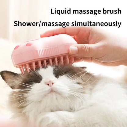 3-in-1 Electric Pet Grooming Brush with Steam, Comb, and Spray for Cats and Dogs - Hair Removal and Massage Tool