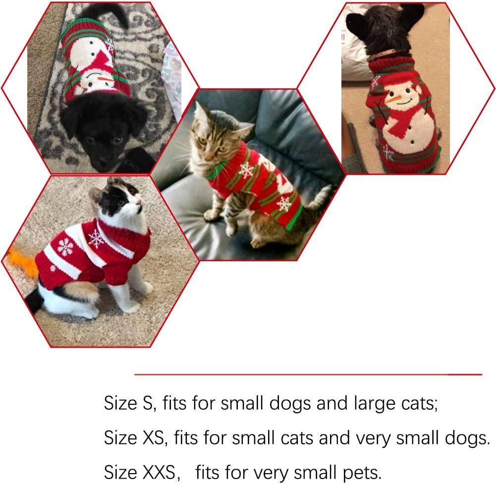Dog Snow Sweaters for Small Dogs and Cats - Holiday Collection (Snowman, XXS)