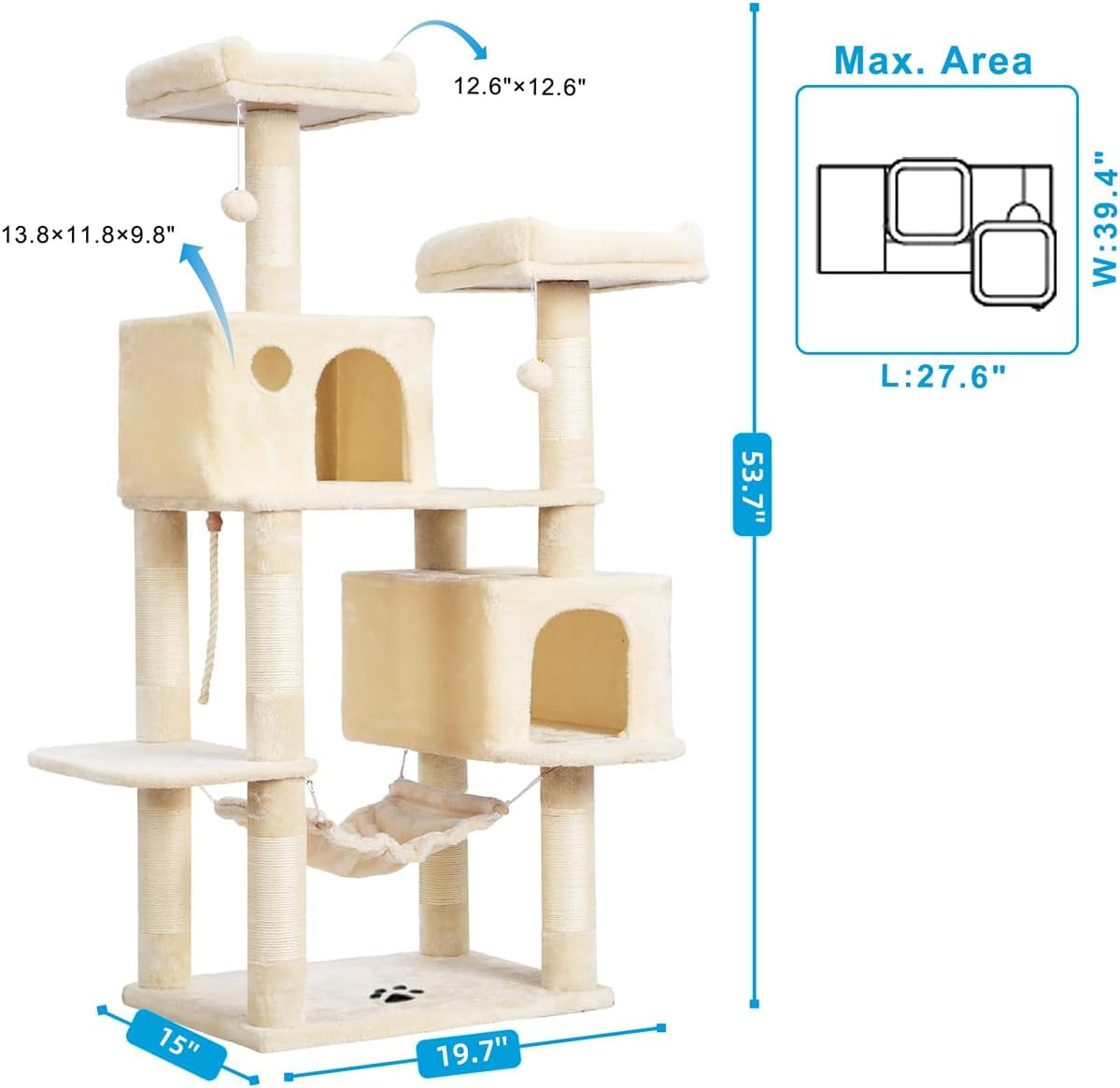 Cat Tree Tower with Sisal Scratching Posts & Large Condo – MPJ020M