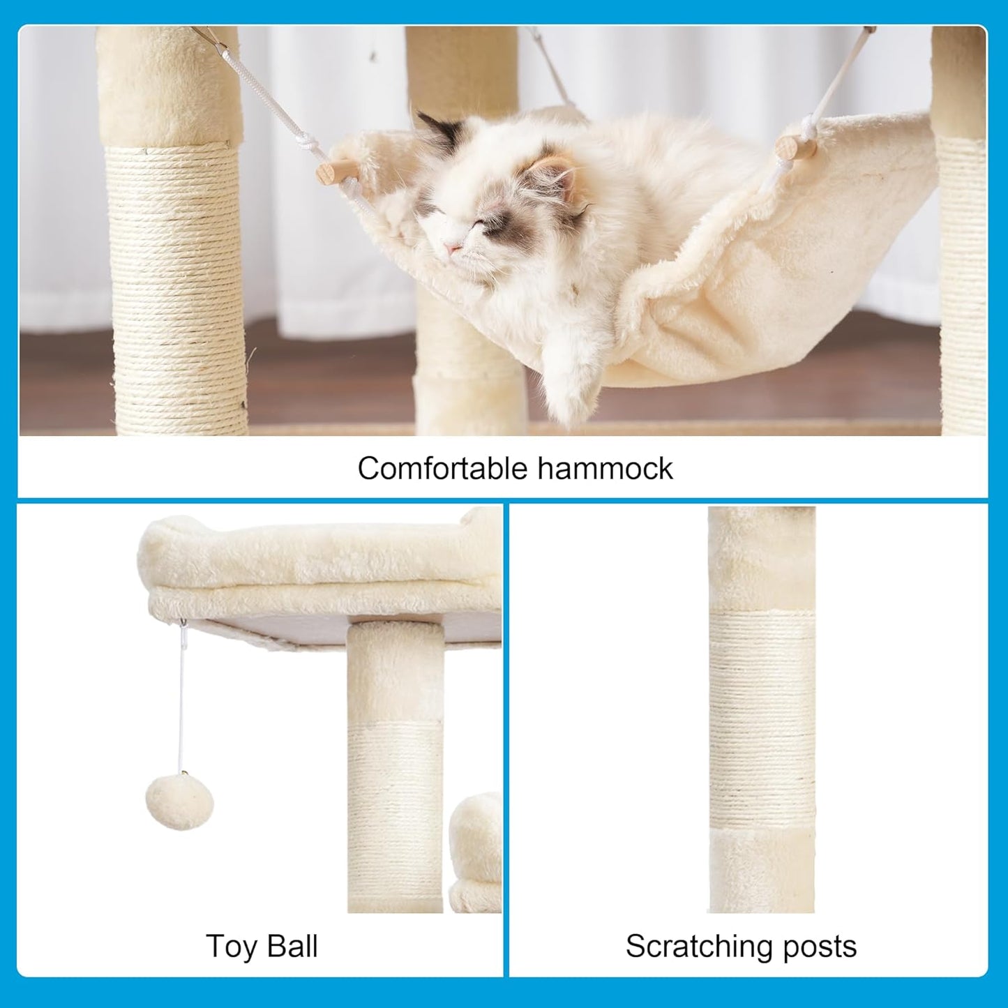 Cat Tree Tower with Sisal Scratching Posts & Large Condo – MPJ020M