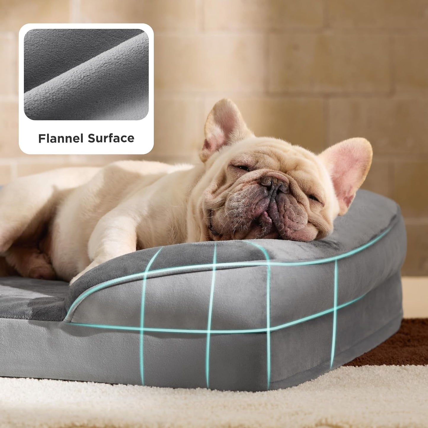 Orthopedic Dog Bed Medium with Removable Washable Cover, 28" Grey