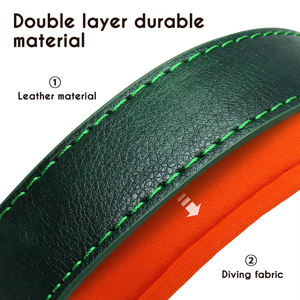 Personalized PU Leather Dog Collar with Soft Padding and Adjustable Fit - Free Engraving for Small, Medium, and Large Dogs