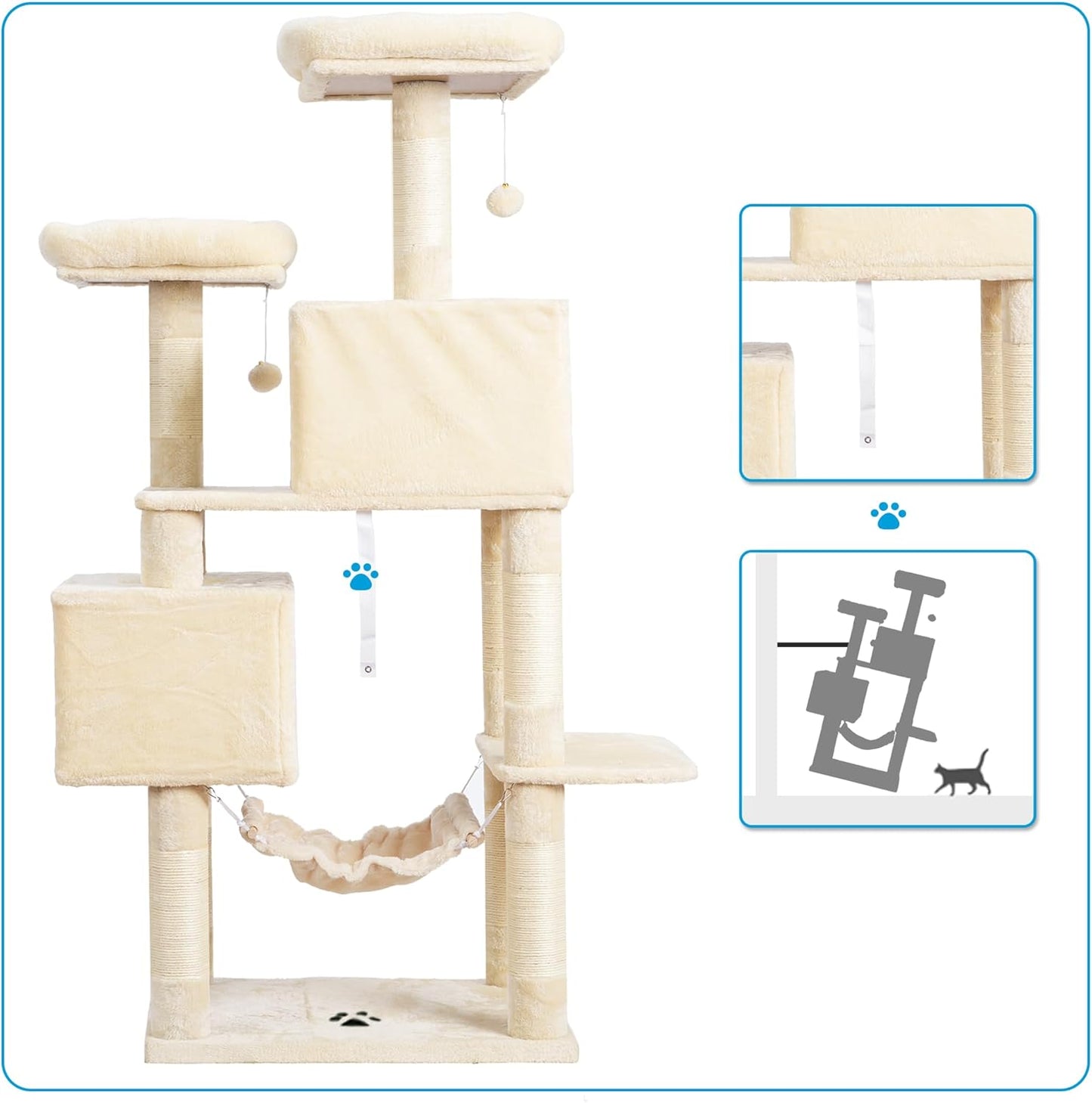 Cat Tree Tower with Sisal Scratching Posts & Large Condo – MPJ020M