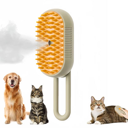 3-in-1 Electric Pet Grooming Brush with Steam, Comb, and Spray for Cats and Dogs - Hair Removal and Massage Tool