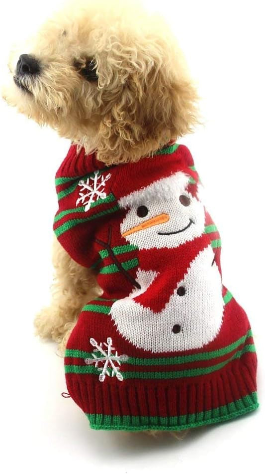 Dog Snow Sweaters for Small Dogs and Cats - Holiday Collection (Snowman, XXS)