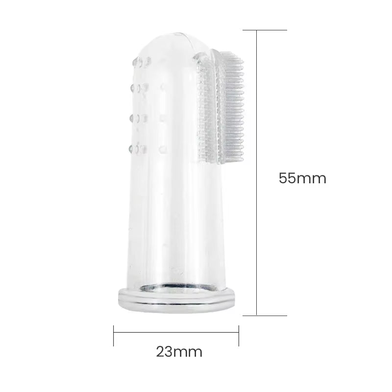 Premium Silica Gel Pet Finger Toothbrush for Dogs and Cats - Effective Bad Breath and Tartar Control Cleaning Tool