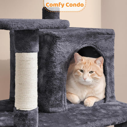 Yaheetech 54-Inch Multi-Level Cat Tree Tower for Large Cats with Condo and Hammock
