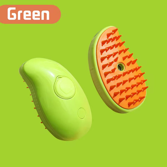 3-in-1 Electric Pet Grooming Brush with Steam, Comb, and Spray for Cats and Dogs - Hair Removal and Massage Tool