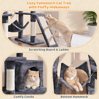 Yaheetech 54-Inch Multi-Level Cat Tree Tower for Large Cats with Condo and Hammock